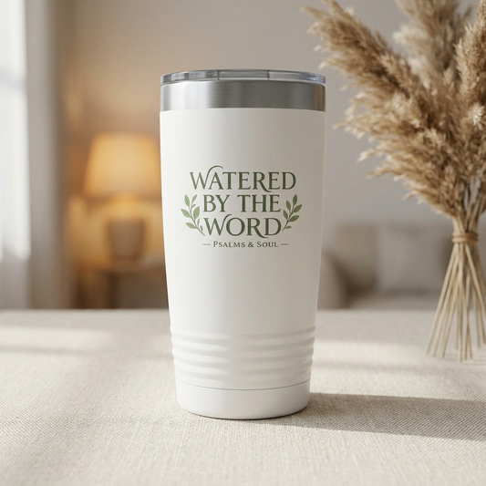 Insulated Tumbler — "Watered by the Word" / "Rooted in Truth" 20oz Christian Travel Tumbler