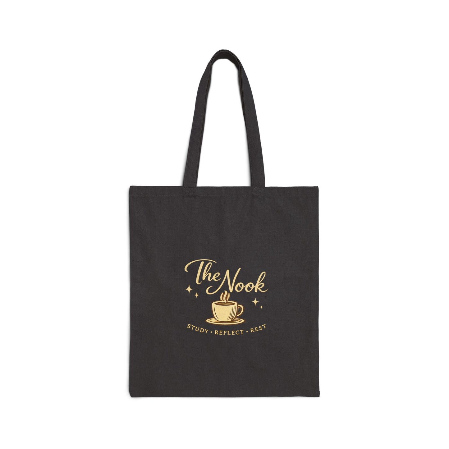 The Nook Coffee Tote Bag — Cozy Bookish Canvas Shopper