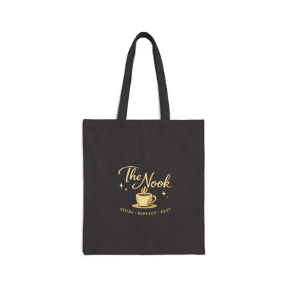 The Nook Coffee Tote Bag — Cozy Bookish Canvas Shopper