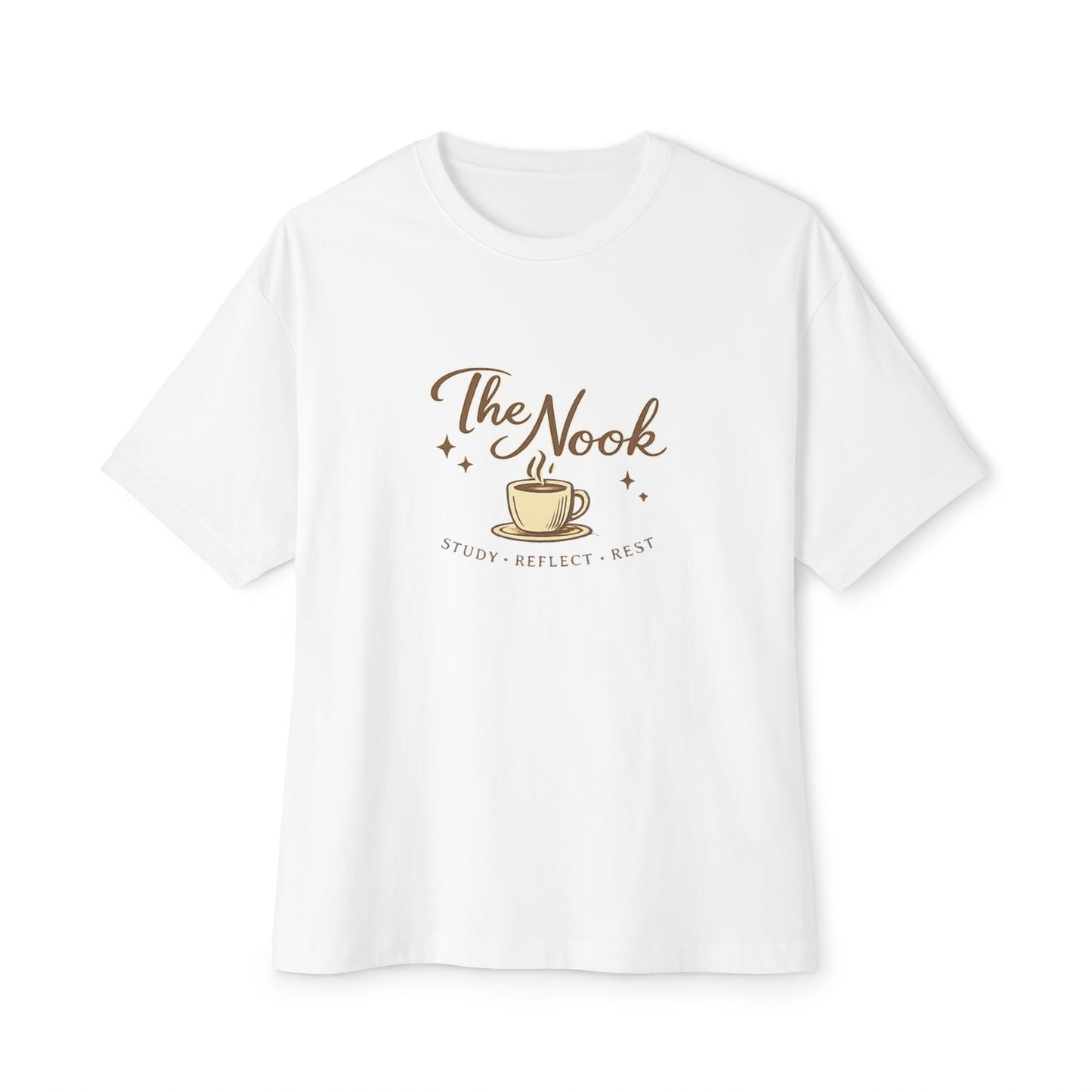 The Nook Coffee Tee — Cozy Bookish Oversized T‑Shirt
