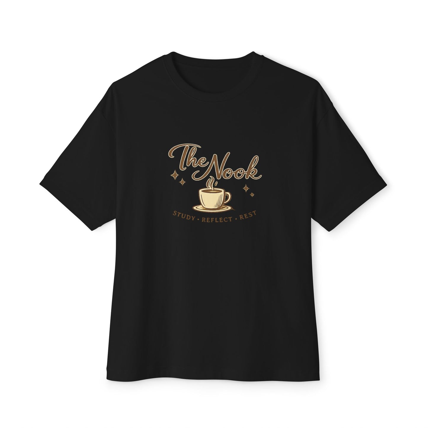The Nook Coffee Tee — Cozy Bookish Oversized T‑Shirt
