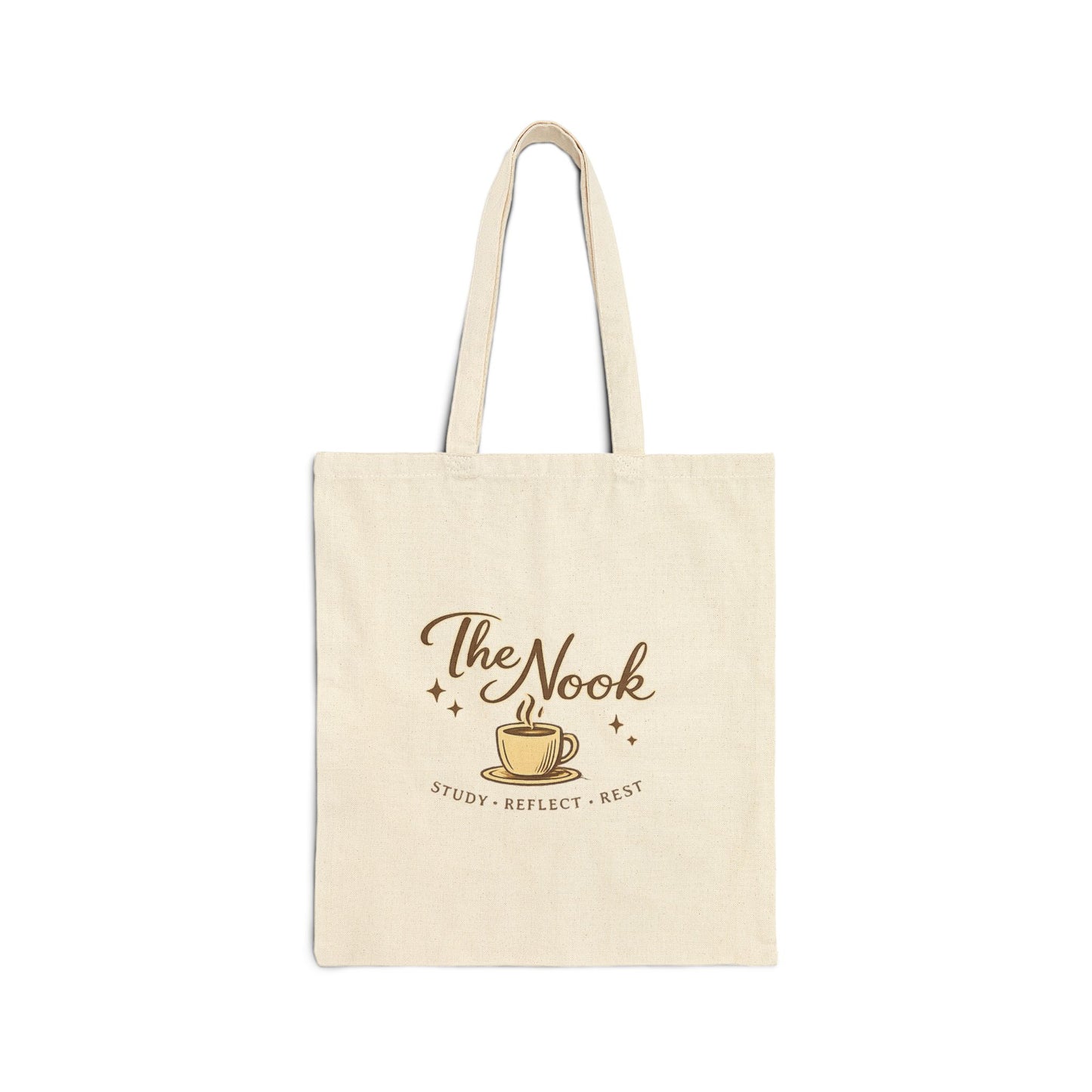 The Nook Coffee Tote Bag — Cozy Bookish Canvas Shopper