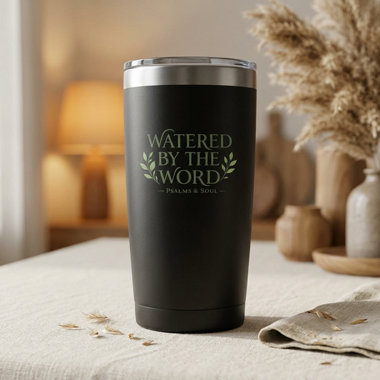 Insulated Tumbler — "Watered by the Word" / "Rooted in Truth" 20oz Christian Travel Tumbler
